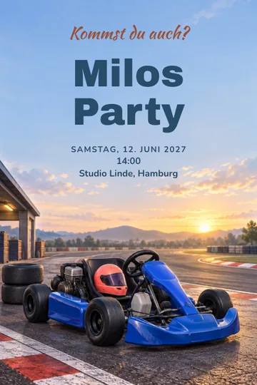 Einladung mit dem Design Kartparty