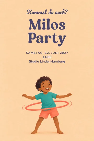 Einladung mit dem Design Hula-Hoop-Fest