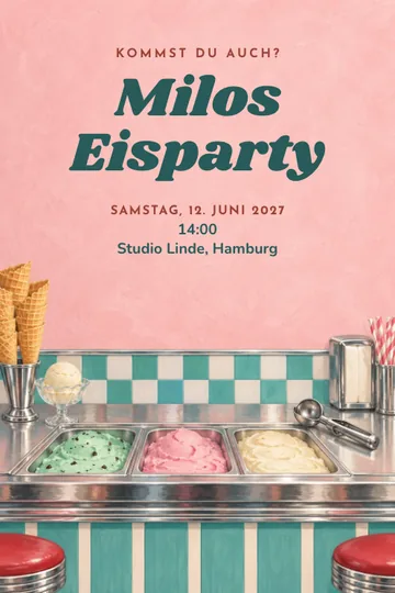 Einladung mit dem Design Retro-Eisdiele