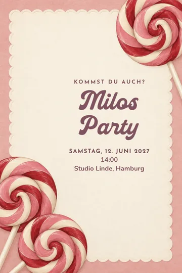 Einladung mit dem Design Lolliwirbel
