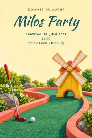 Einladung mit dem Design Minigolf