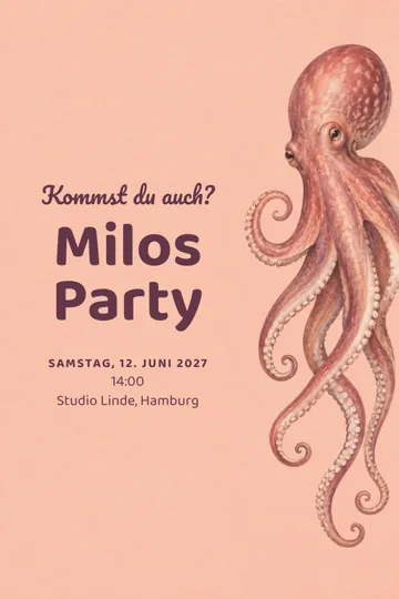 Einladung mit dem Design Acht weiche Arme