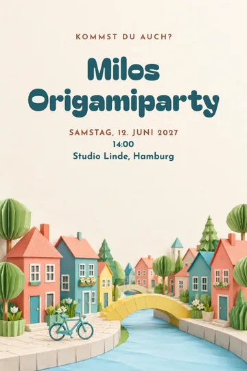 Einladung mit dem Design Origamistadt