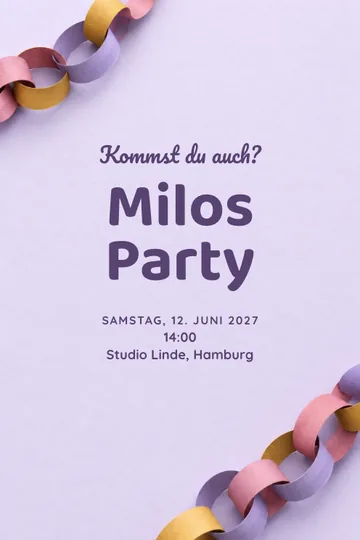 Einladung mit dem Design Papiergirlandenfest