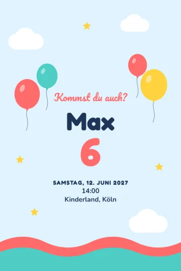 Einladung mit dem Design Luftballons