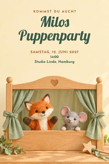 Einladung mit dem Design Puppentheater
