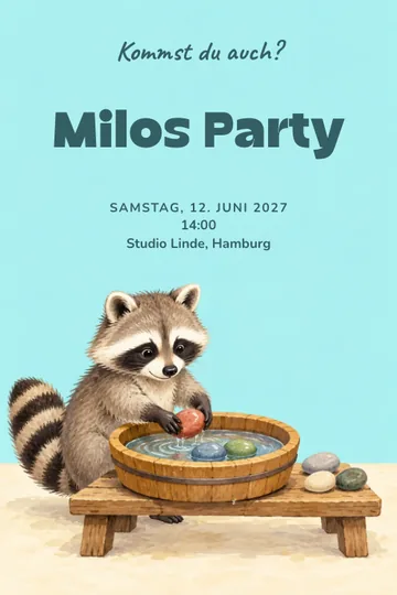 Einladung mit dem Design Waschbärwerkstatt