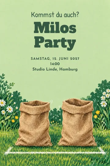 Einladung mit dem Design Sackhüpffest