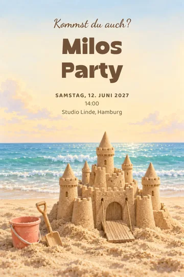 Einladung mit dem Design Sandburgen