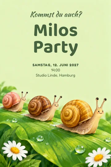 Einladung mit dem Design Schneckenrennen