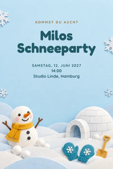 Einladung mit dem Design Ein Tag im Schnee