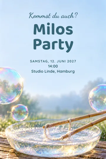 Einladung mit dem Design Seifenblasenatelier
