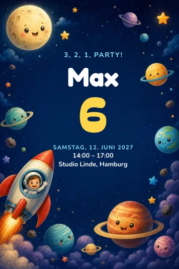 Einladung mit dem Design Weltraumreise