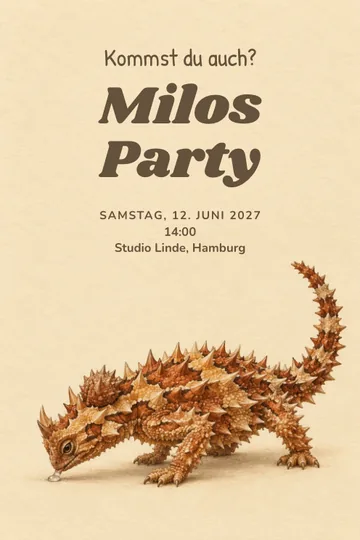Einladung mit dem Design Stacheliges Abenteuer