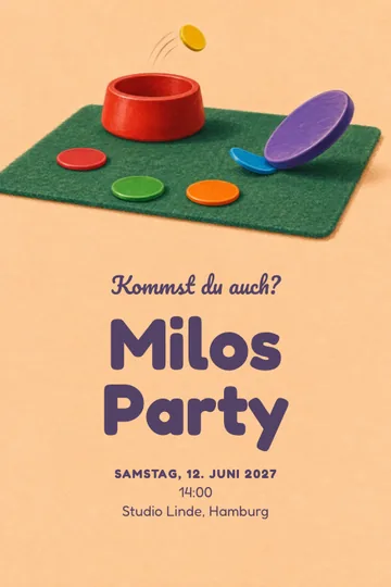 Einladung mit dem Design Ein Sprung zum Becher