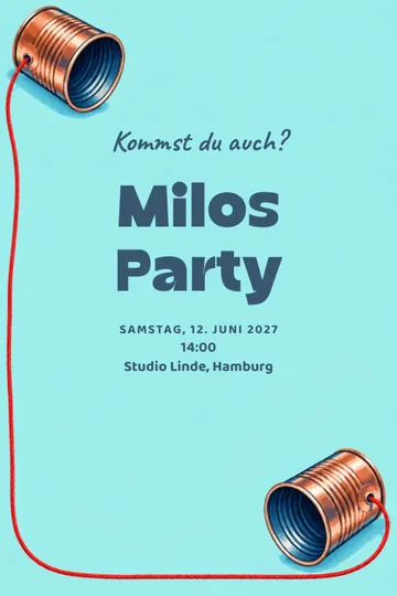 Einladung mit dem Design Dosentelefon