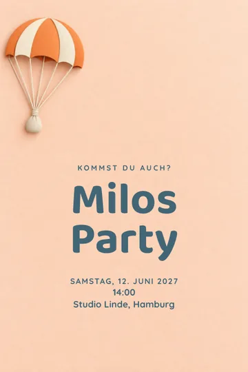 Einladung mit dem Design Fallschirmspiel