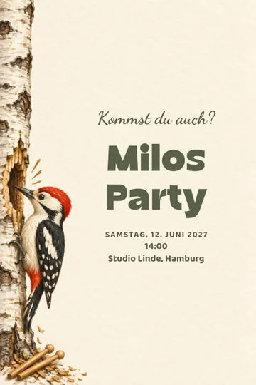 Einladung mit dem Design Spechttrommel