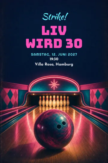 Einladung mit dem Design Bowlingabend