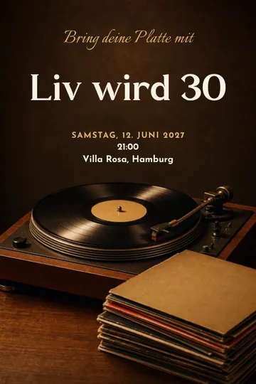 Einladung mit dem Design Vinyl nach Mitternacht