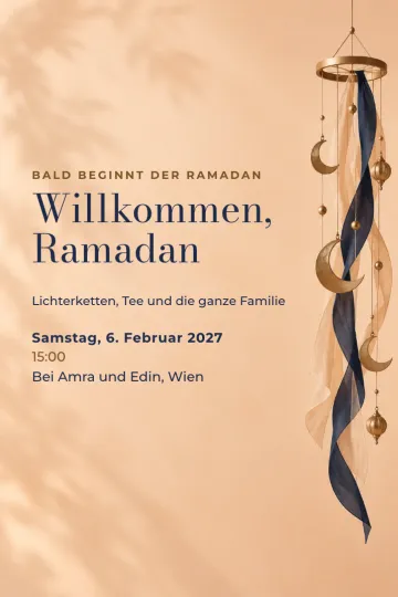 Einladung Feiertage, Design Mondsicheln und Bänder