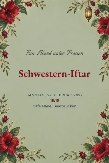 Einladung Feiertage, Design Hibiskus und Laterne