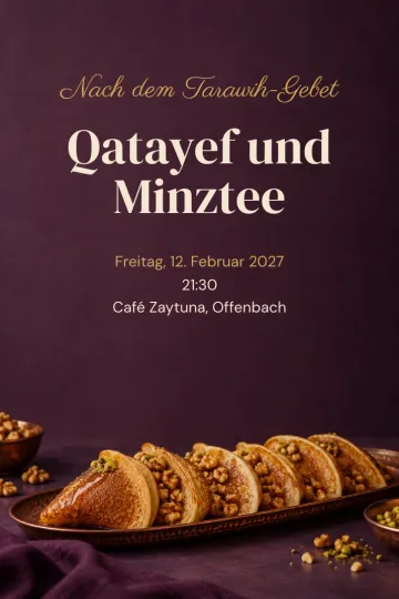 Einladung Feiertage, Design Qatayef nach dem Abendgebet
