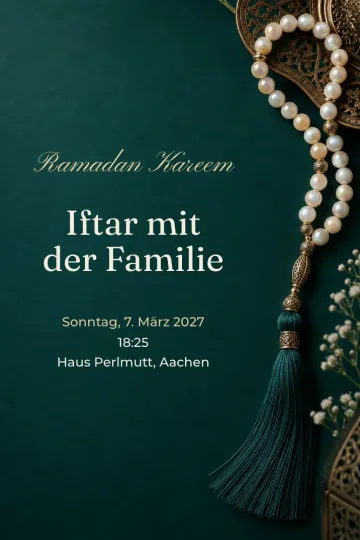 Einladung Feiertage, Design Perlmutt-Tasbih