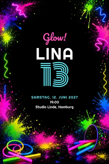 Einladung mit dem Design Glow-Party