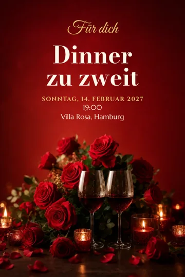 Einladung mit dem Design Valentinsdinner