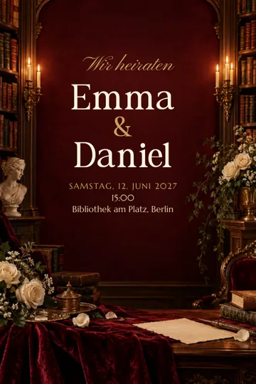 Einladung mit dem Design Barockbibliothek