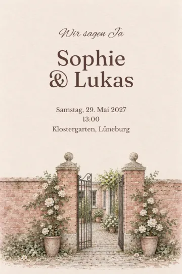 Einladung Hochzeit, Design Hochzeit hinter dem Tor