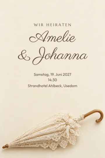 Einladung Hochzeit, Design Spitzenschirm