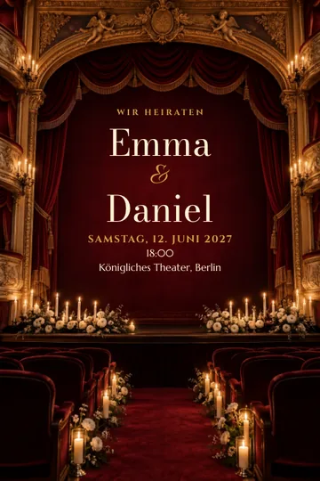 Einladung mit dem Design Oper im Kerzenschein