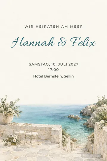 Einladung Hochzeit, Design Eine Treppe zum Meer