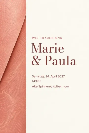Einladung Hochzeit, Design Koralle mit Moiré