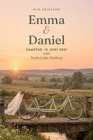 Einladung mit dem Design Gemeinsam auf dem Tandem