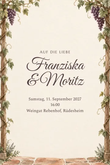 Einladung Hochzeit, Design Unter der Weinlaube