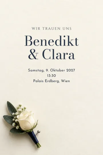 Einladung Hochzeit, Design Ansteckblume des Bräutigams