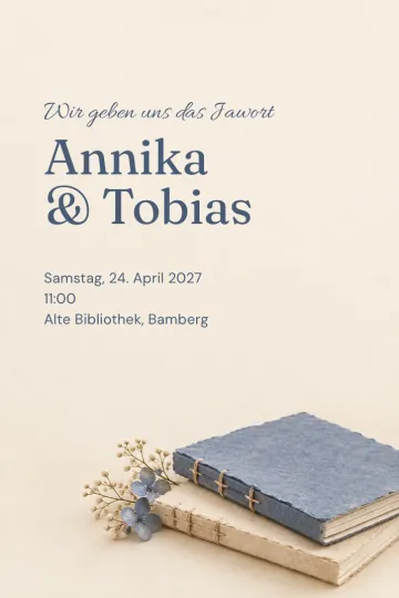 Einladung Hochzeit, Design Zwei Bücher voller Versprechen