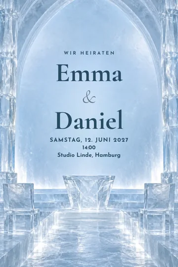 Einladung mit dem Design Eishochzeit