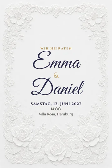Einladung mit dem Design Spitze und Relief