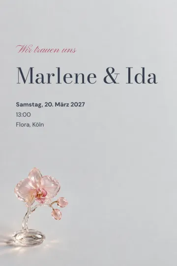 Einladung Hochzeit, Design Gläserne Orchidee