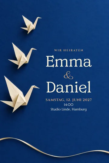 Einladung mit dem Design Kranichflug