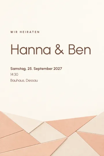 Einladung Hochzeit, Design Pfirsichfarbenes Papiermosaik