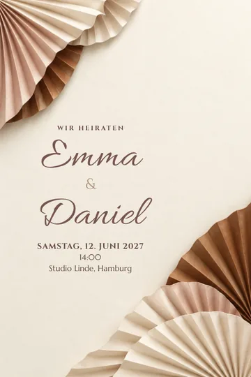 Einladung mit dem Design Papierfalten