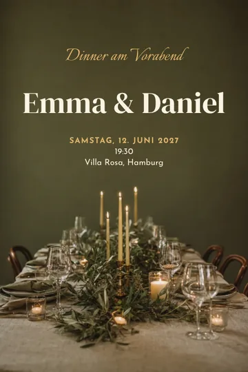 Einladung mit dem Design Vorabend-Dinner