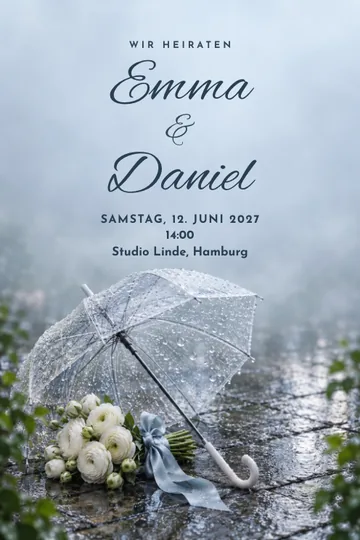Einladung mit dem Design Ja im Regen
