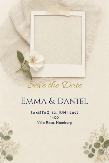 Einladung mit dem Design Save the Date: Polaroid