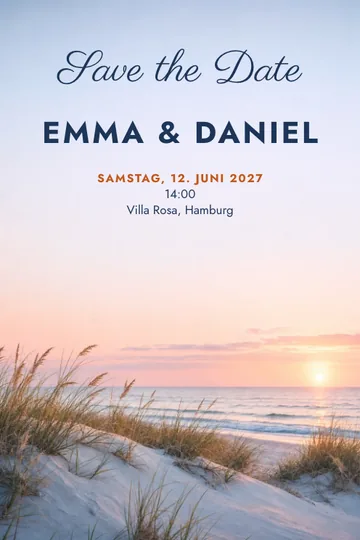 Einladung mit dem Design Save the Date: am Meer